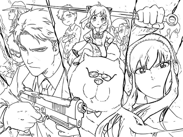 Dibujos de Dibuja Spy x Family para imprimir gratis para colorear