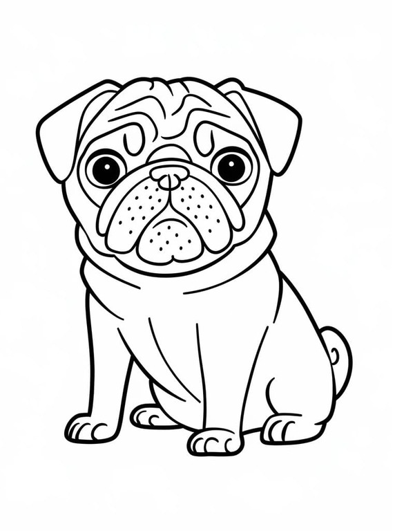 Dibujos de Dibuja un adorable Pug para colorear