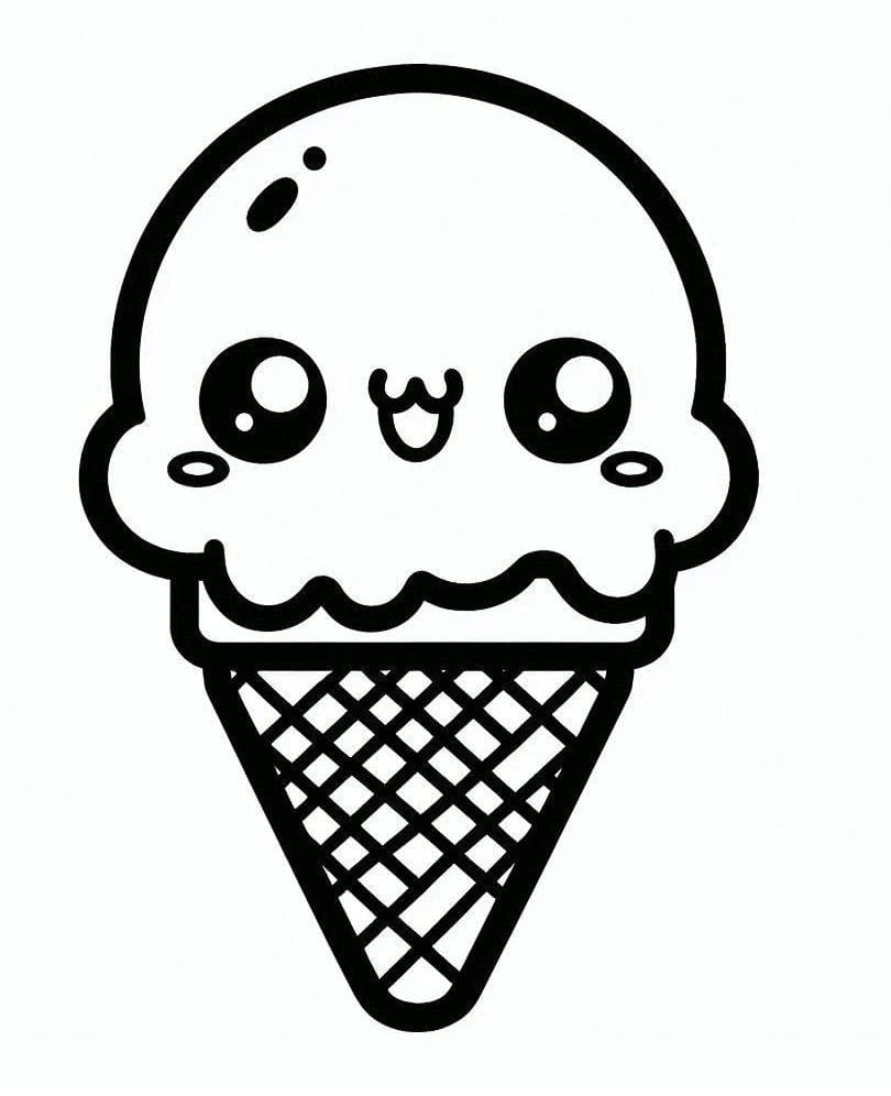 Dibujos de Dibuja un helado kawaii para colorear