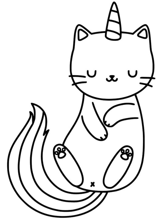 Dibujos de Dibuja un lindo gato unicornio para colorear