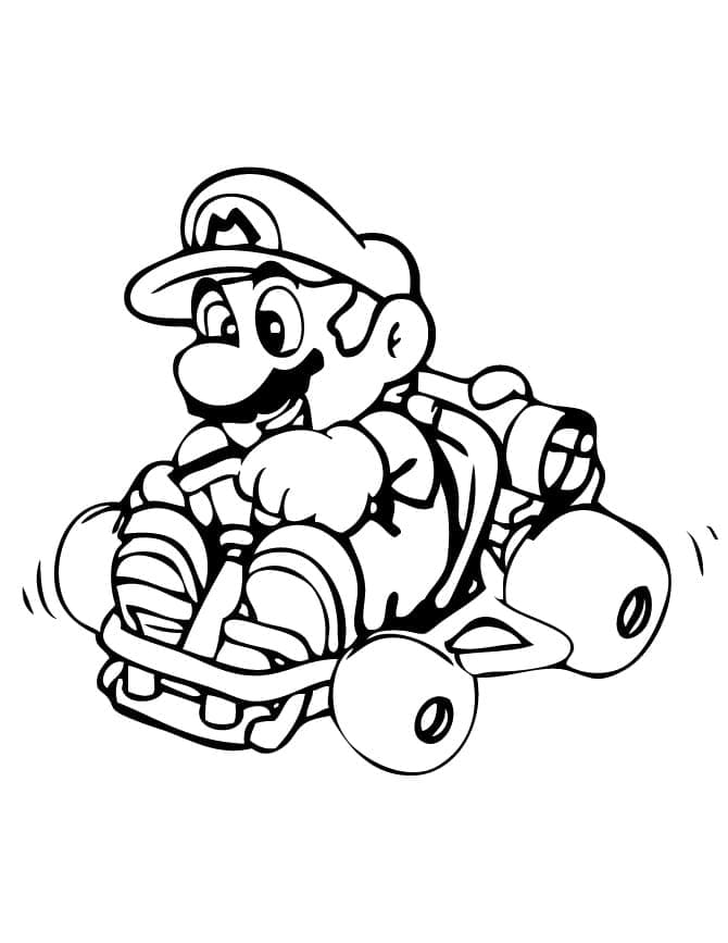 Dibuja un lindo Mario Kart para imprimir para colorir