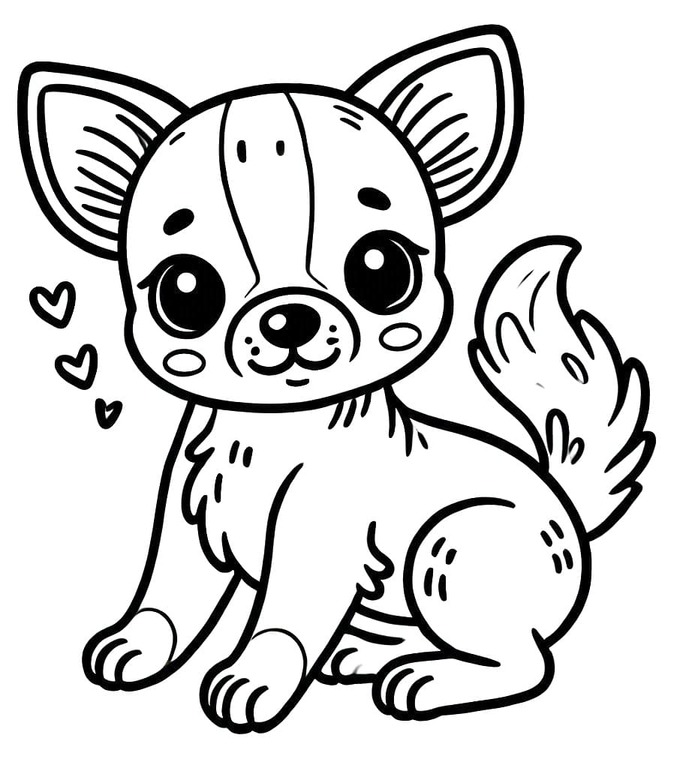 Dibujos de Dibuja un lindo perro chihuahua para colorear