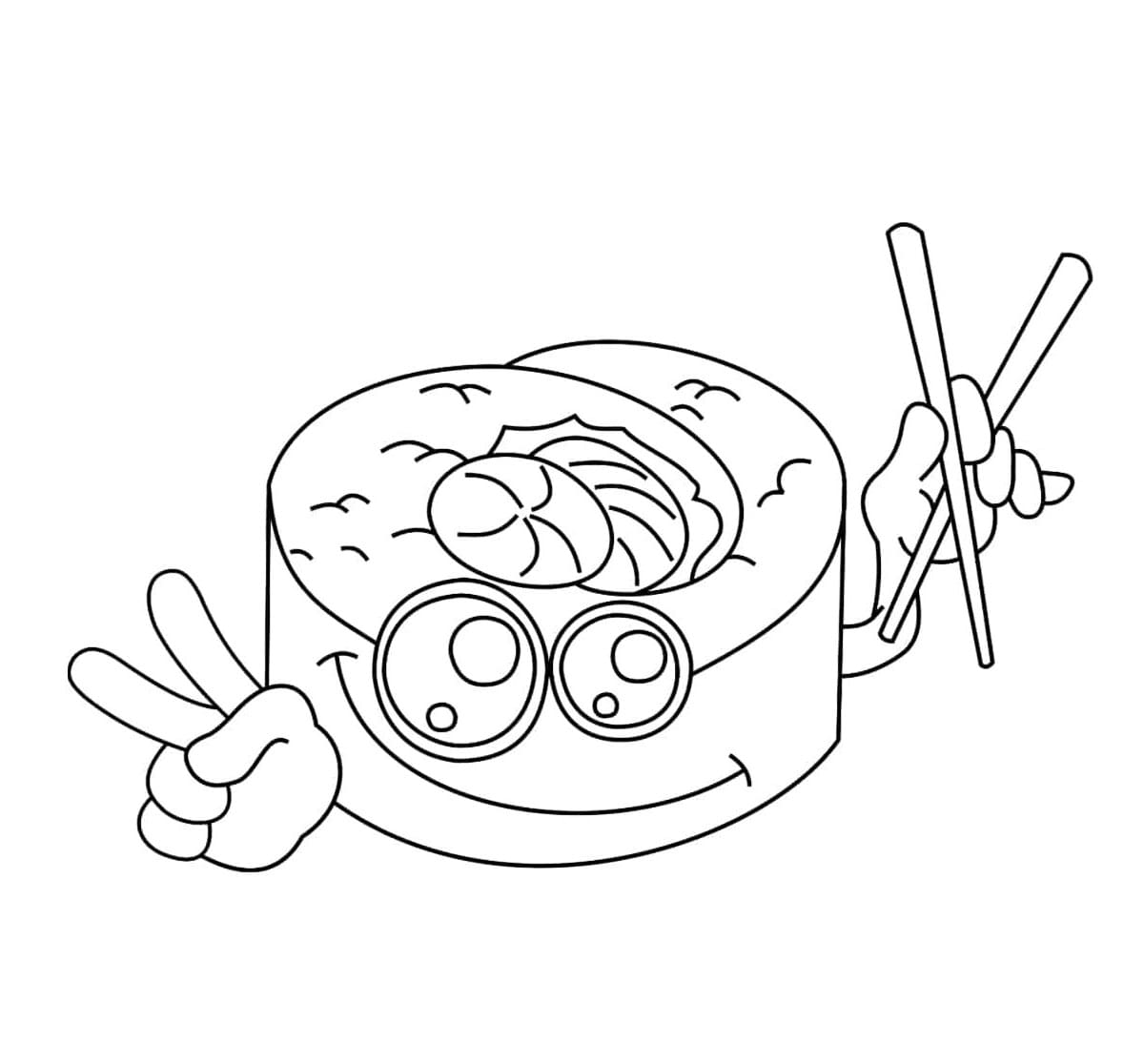 Dibujos de Dibuja un sushi kawaii para imprimir para colorear