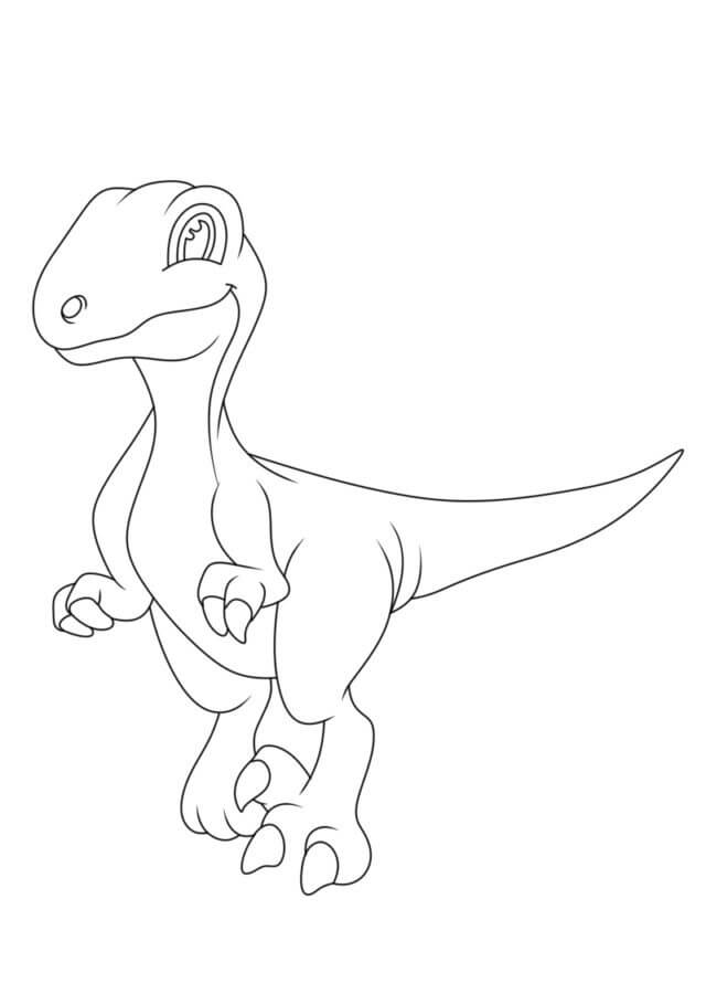 Dibujos de Dibuja un velociraptor bebé caminando para colorear