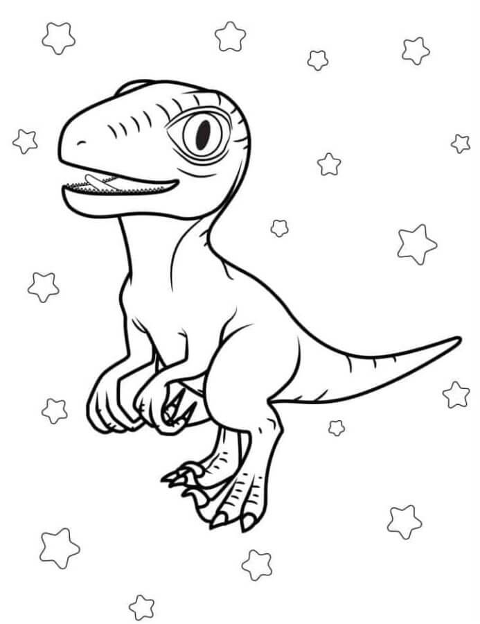 Dibujos de Dibuja un Velociraptor bebé con estrellas para colorear