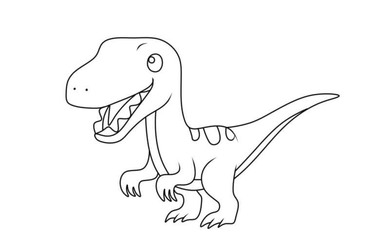 Dibuja un velociraptor divertido y lindo para colorir