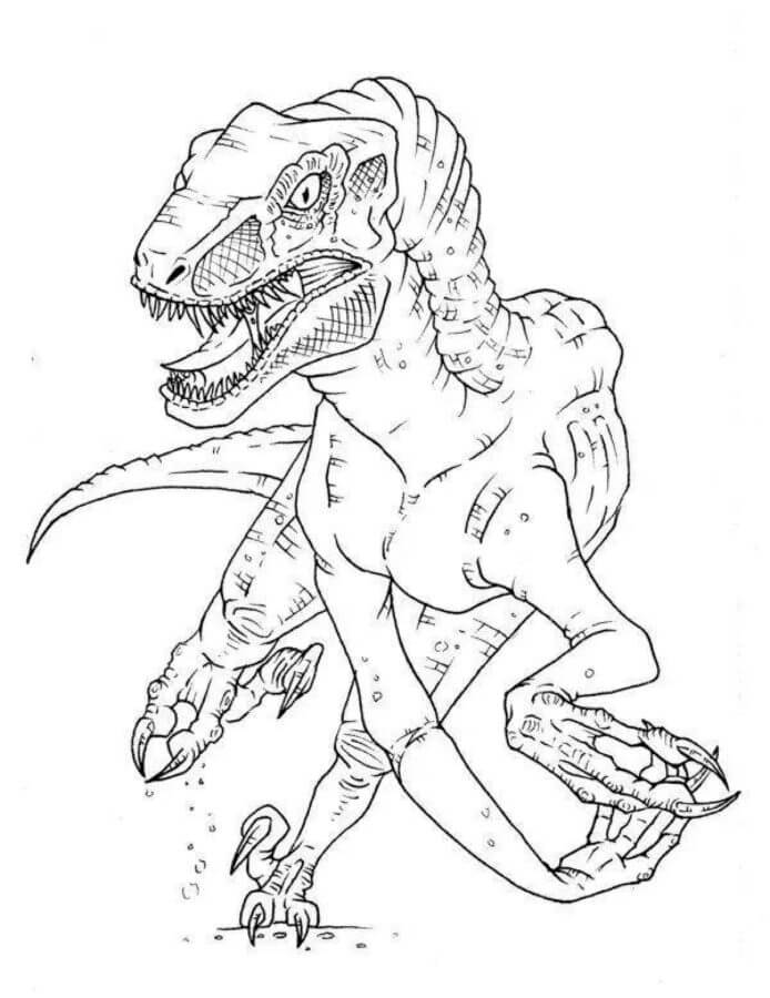 Dibuja un velociraptor genial atacando para colorir