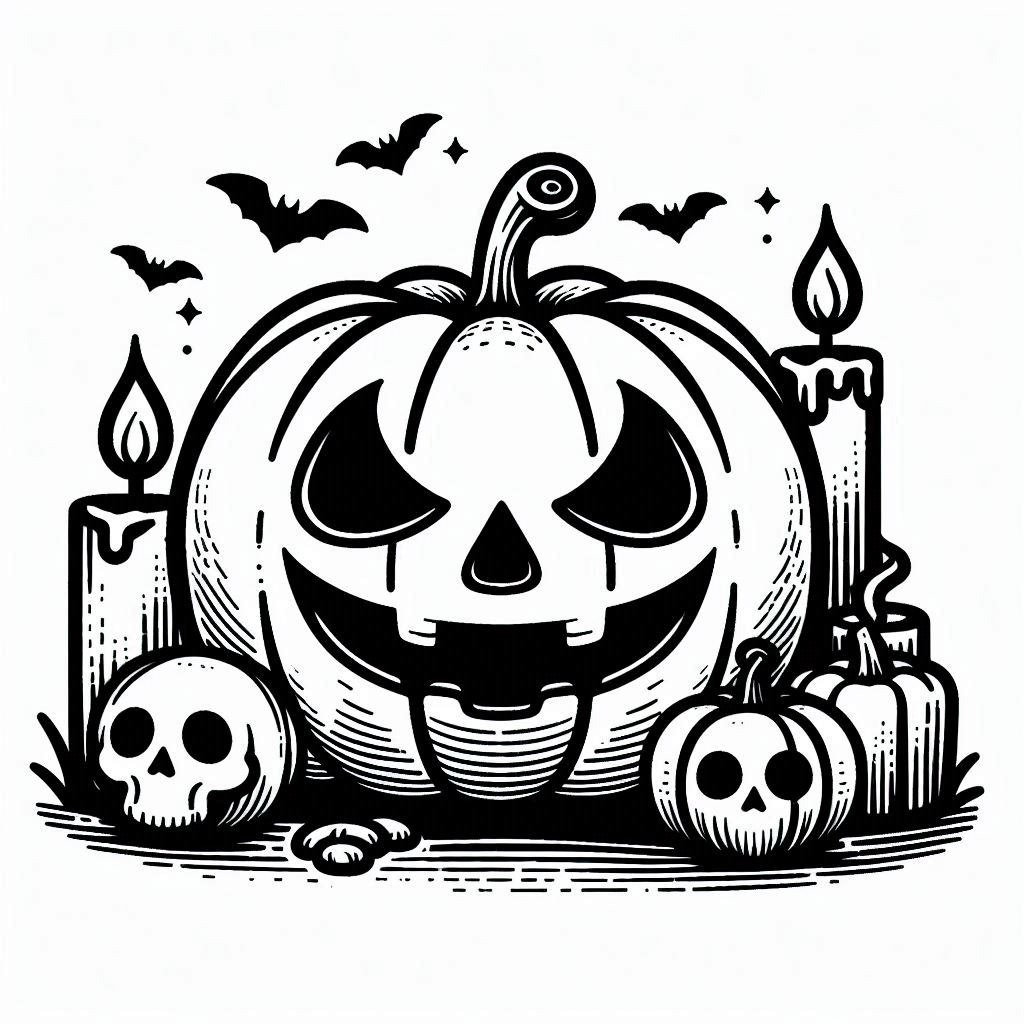 Dibujos de Dibuja una calabaza de Halloween muy fácil para colorear