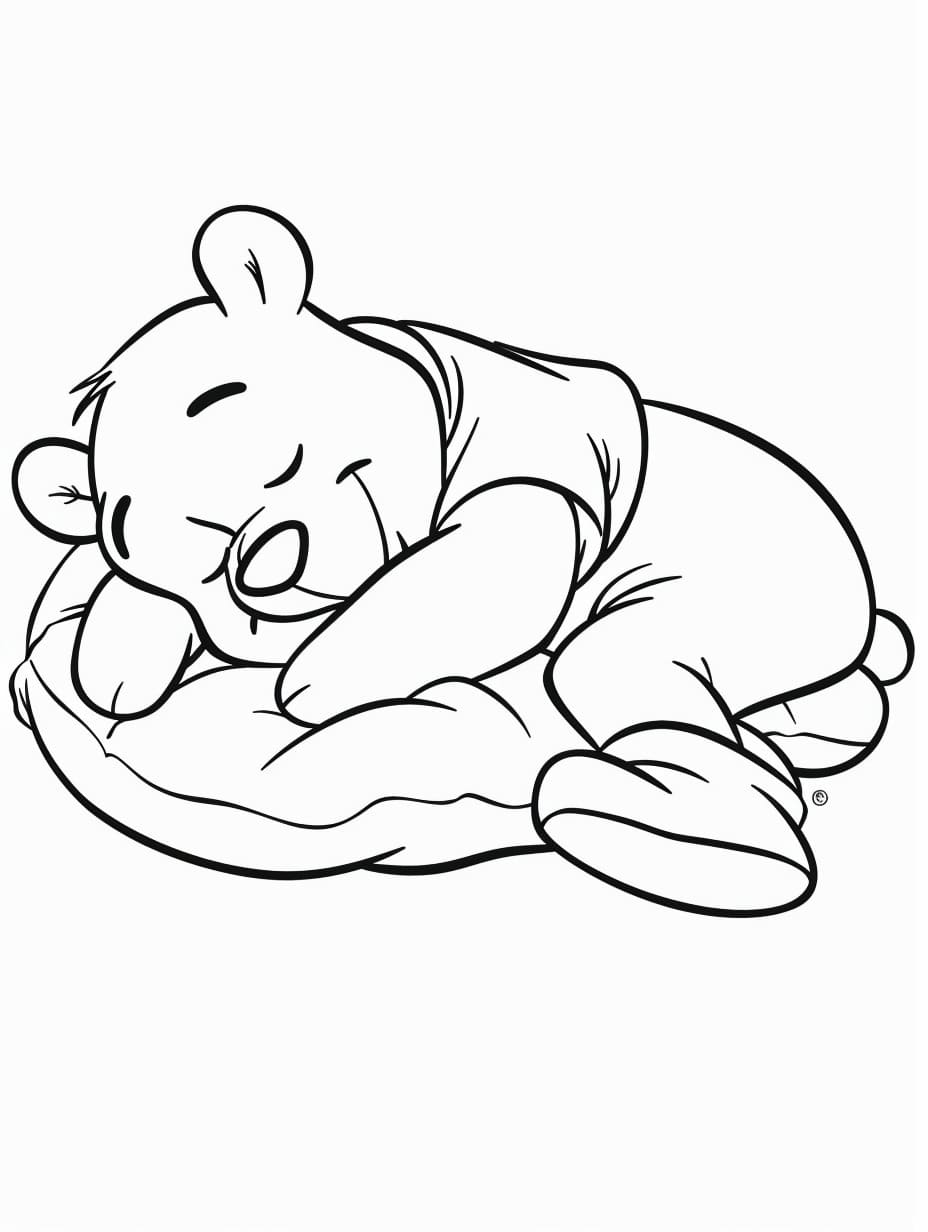 Dibujos de Dibuja Winnie Pooh durmiendo para colorear