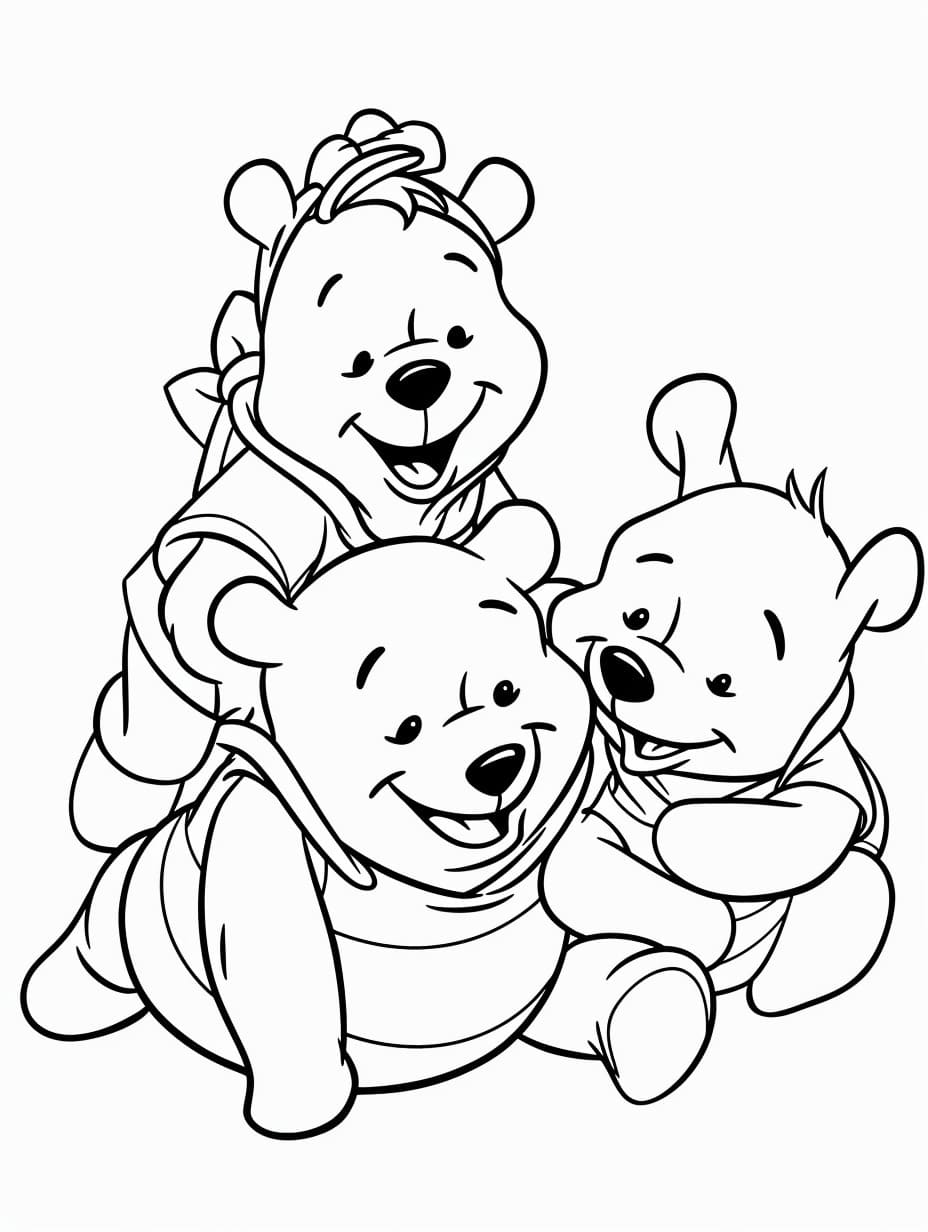 Dibujos de Dibuja Winnie Pooh lindo gratis para colorear