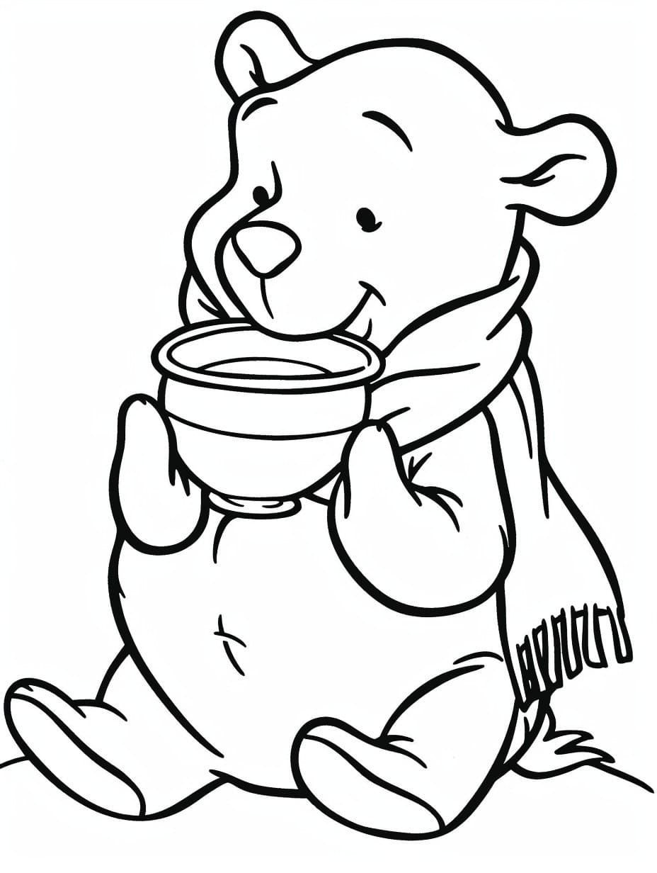 Dibujos de Dibuja Winnie Pooh lindo para colorear