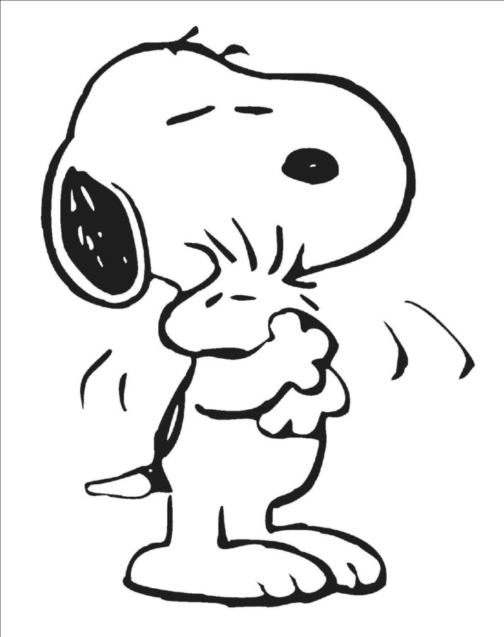 Dibujando Snoopy Abrazos Amigo para colorir