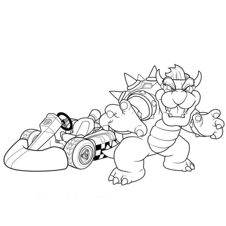 Dibujar a Bowser en Mario Kart para colorir