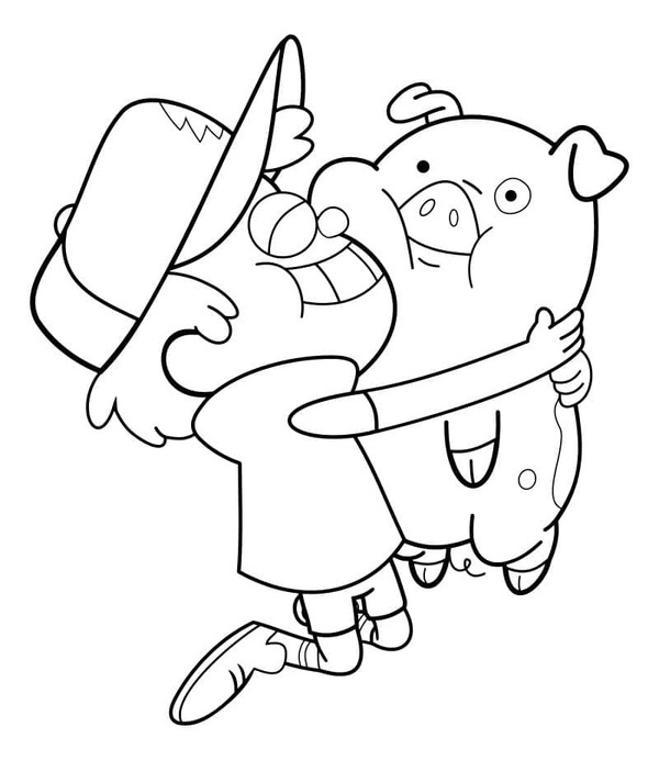 Dibujos de Dibujar a Dipper y Waddles de Gravity Falls para colorear