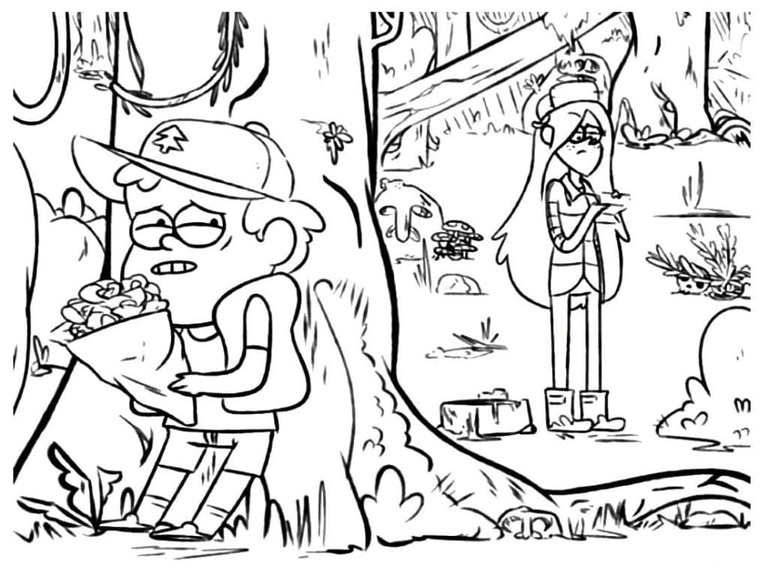 Dibujos de Dibujar a Dipper y Wendy de Gravity Falls para colorear