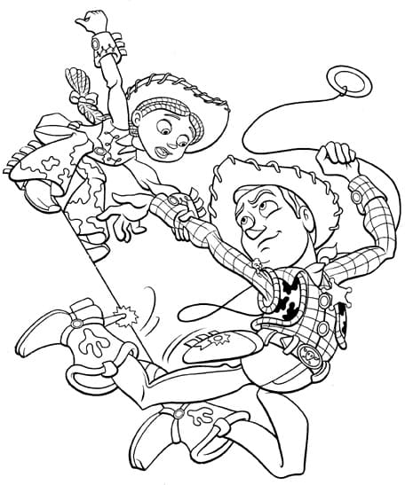 Dibujos de Dibujar a Jessie y Woody de Toy Story gratis para colorear