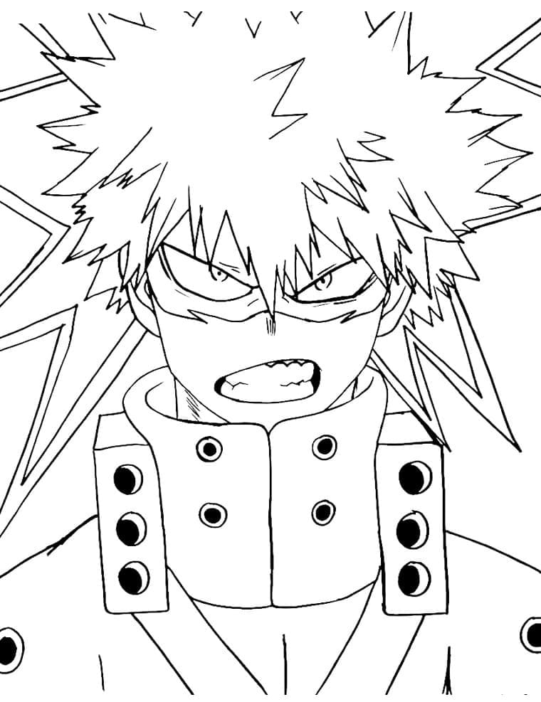 Dibujos de Dibujar a Katsuki Bakugo enojado para colorear