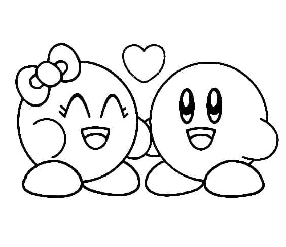 Dibujos de Dibujar a Kirby y su novia para colorear