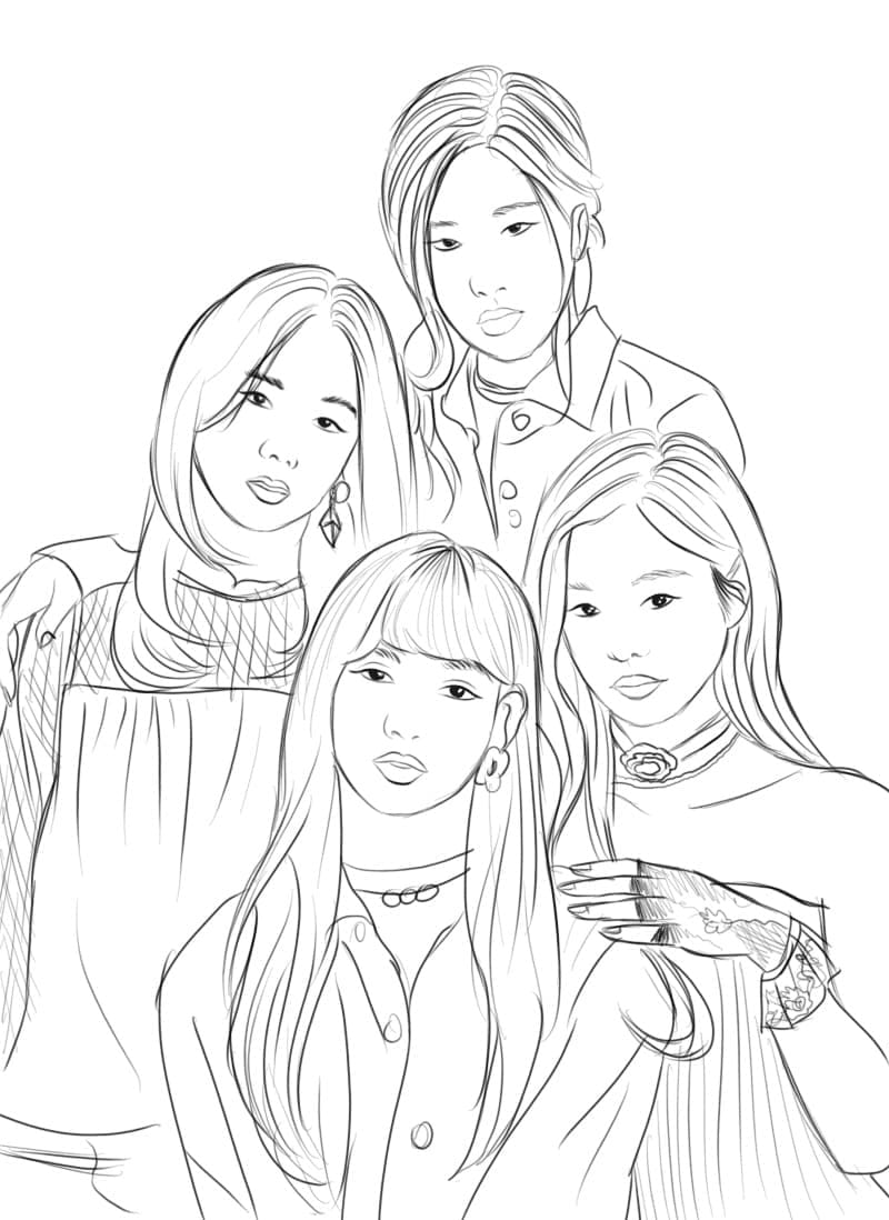 Dibujos de Dibujar a la encantadora Blackpink para colorear