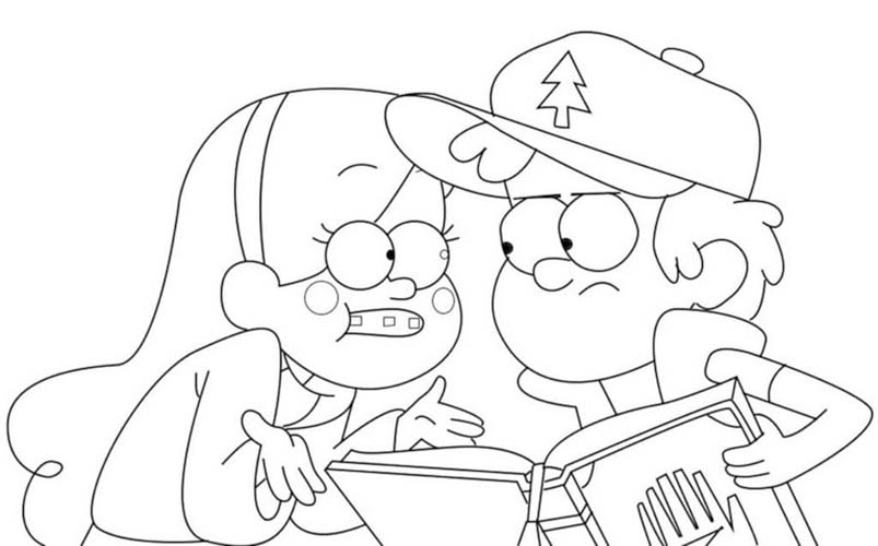 Dibujos de Dibujar a Mabel y Dipper de Gravity Falls para colorear