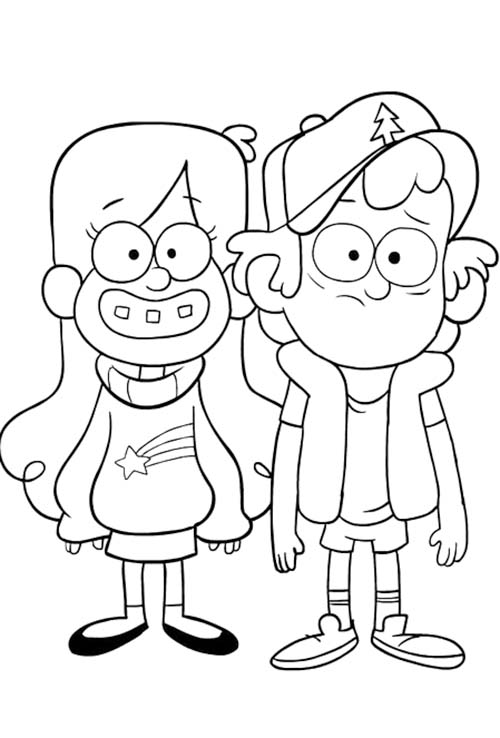 Dibujos de Dibujar a Mabel y Dipper Pines de Gravity Falls para colorear