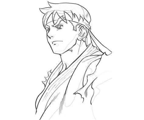 Dibujar a mano Ryu para colorir