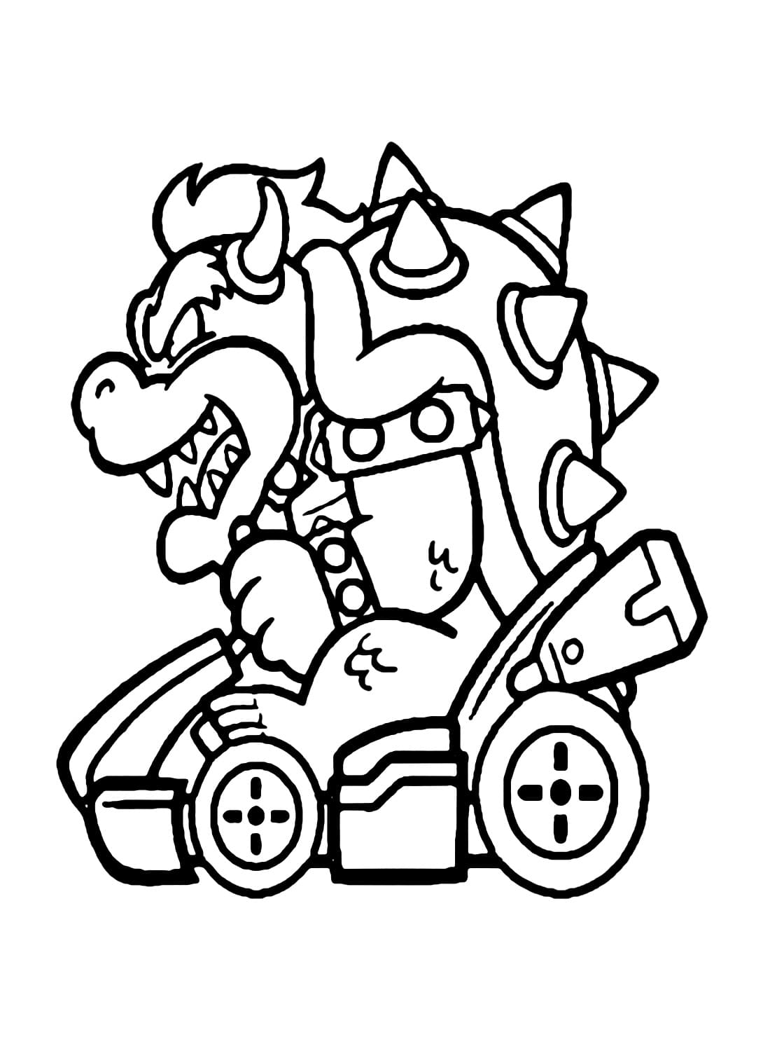 Dibujos de Dibujar a Mario Kart Bowser para colorear