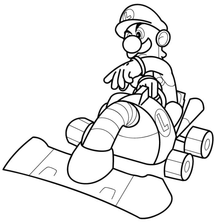 Dibujos de Dibujar a Mario Kart Luigi para colorear