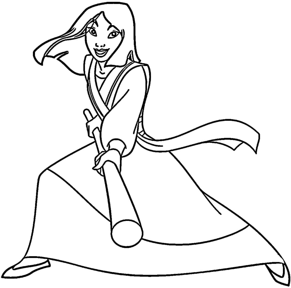 Dibujar a Mulan imprimible para colorir