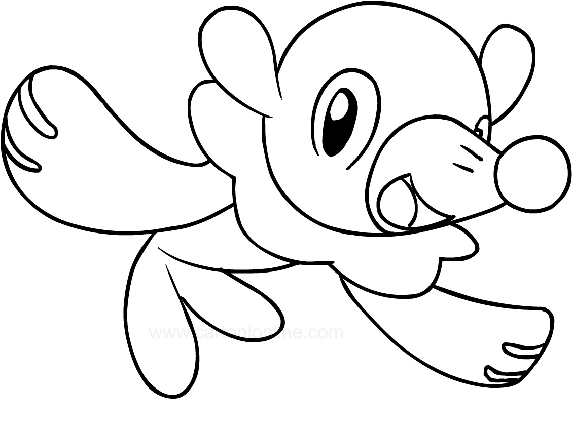 Dibujar a Popplio nadando para colorir