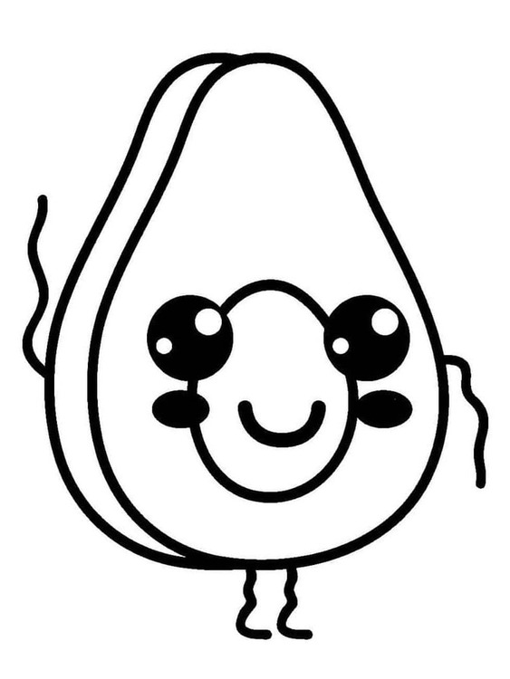 Dibujos de Dibujar aguacate kawaii para colorear