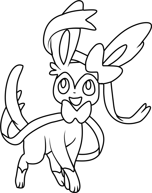 Dibujos de Dibujar al feliz Pokémon Sylveon para colorear