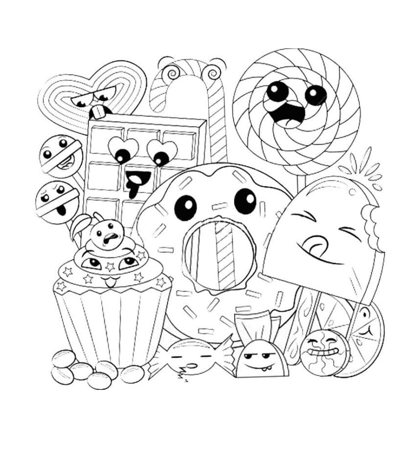 Dibujos de Dibujar alimentos kawaii para imprimir para colorear