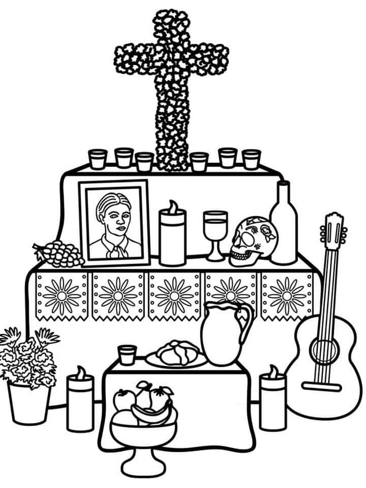 Dibujos de Dibujar Altar de Muertos gratis en niños para colorear