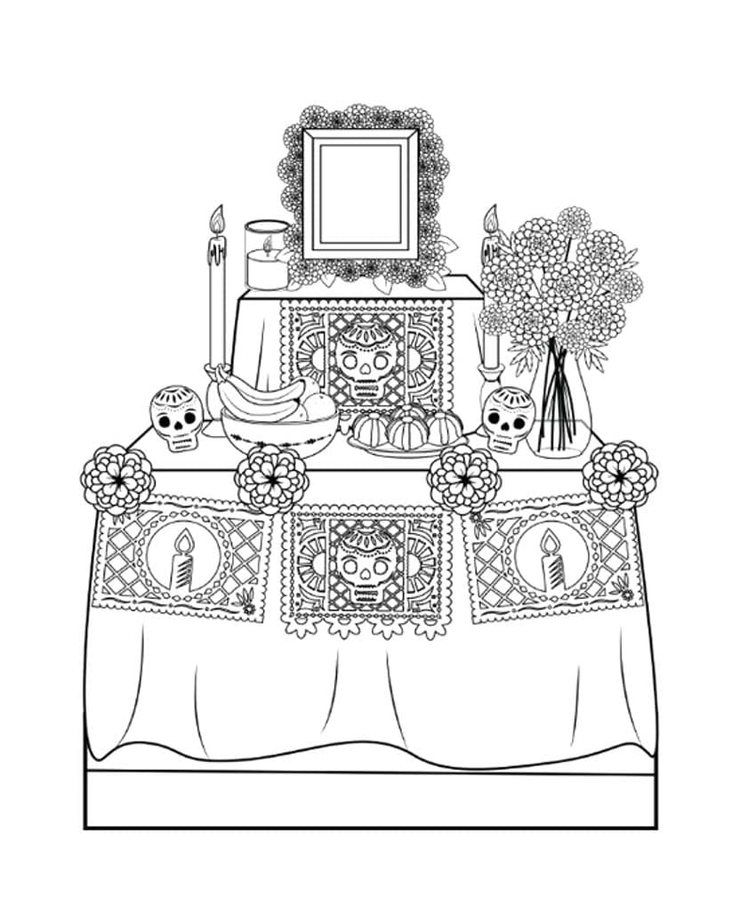 Dibujos de Dibujar Altar de Muertos gratis para colorear