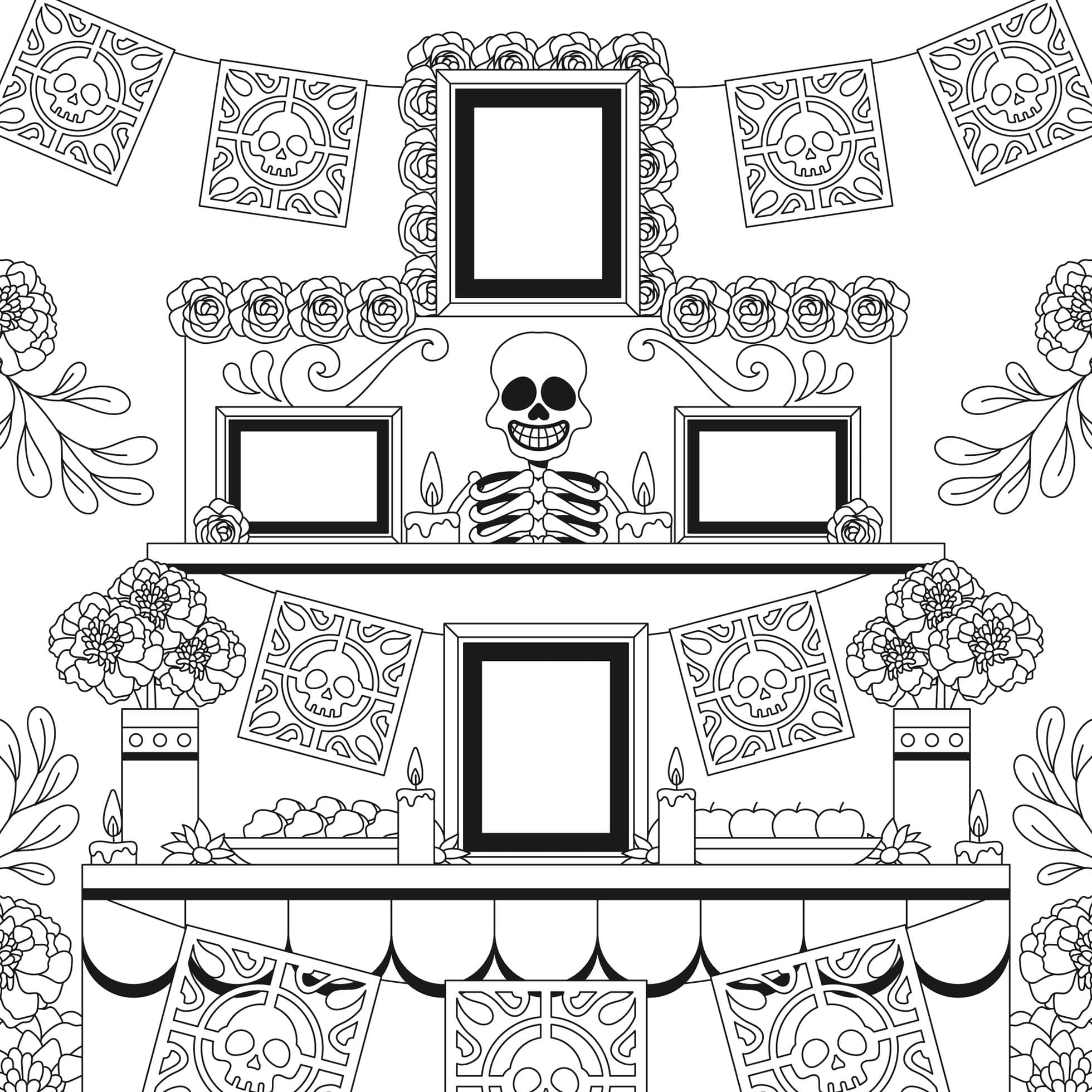 Dibujos de Dibujar Altar de Muertos Imprimible en niños para colorear