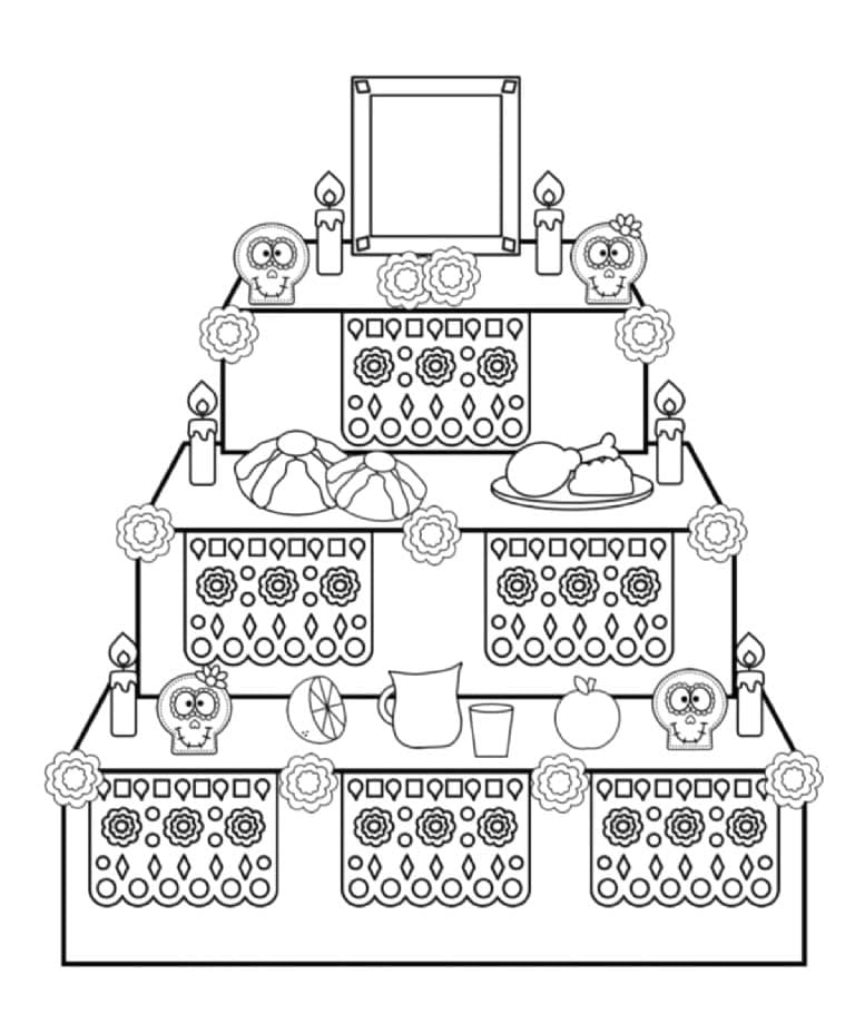 Dibujos de Dibujar Altar de Muertos imprimible gratis para colorear
