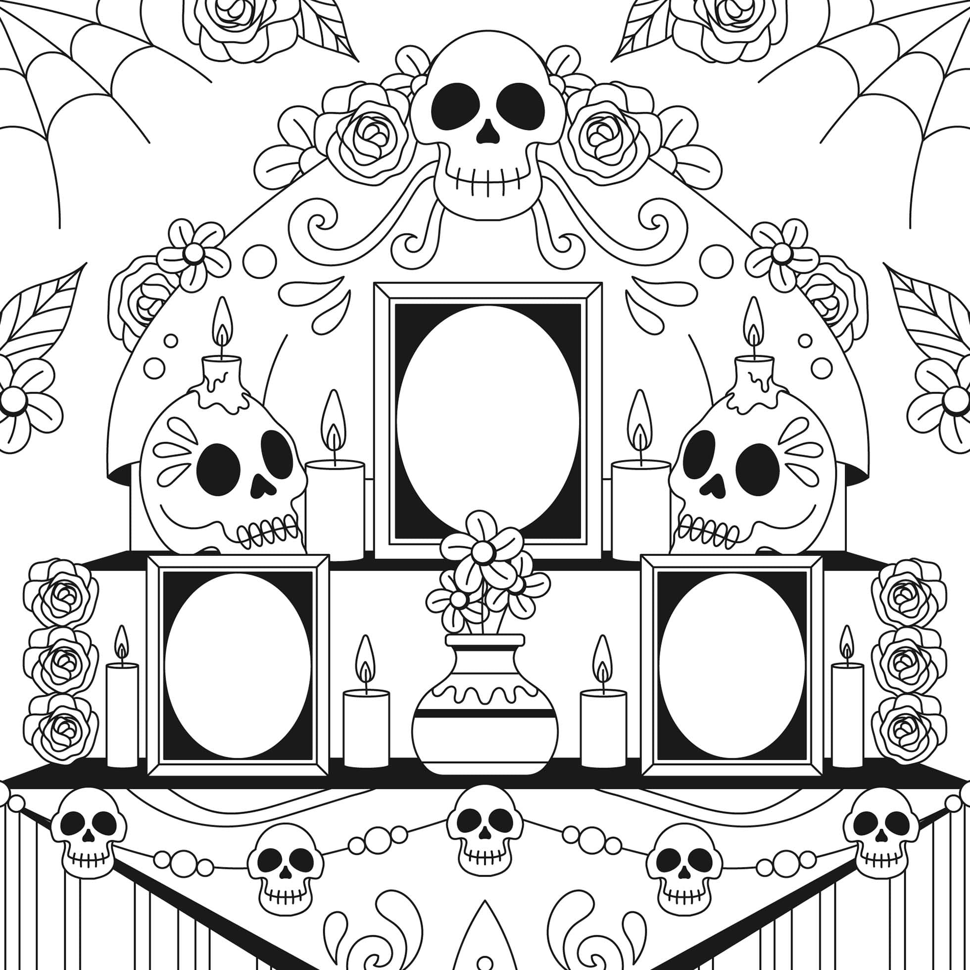 Dibujos de Dibujar Altar de Muertos Imprimible para colorear