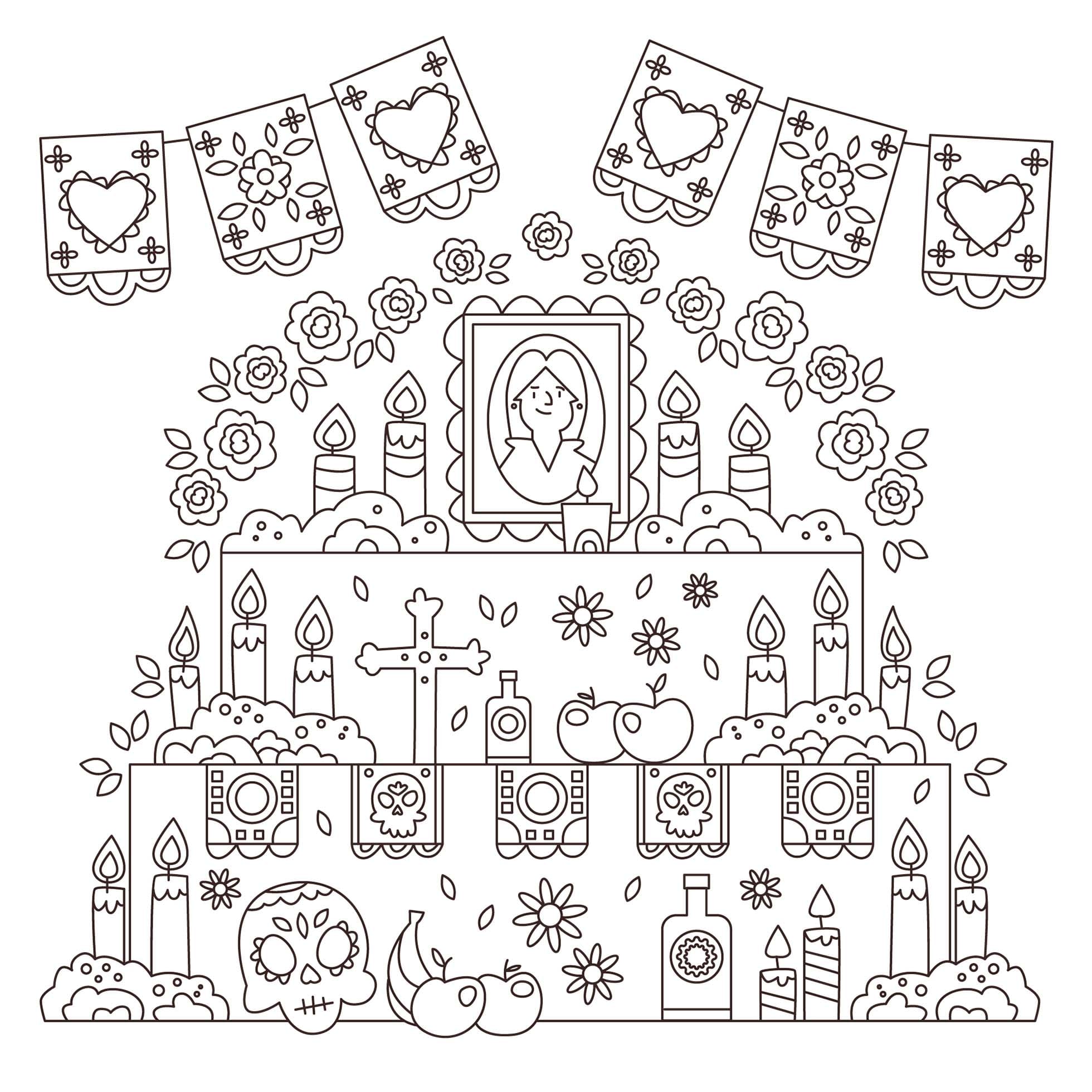 Dibujos de Dibujar Altar de Muertos para colorear