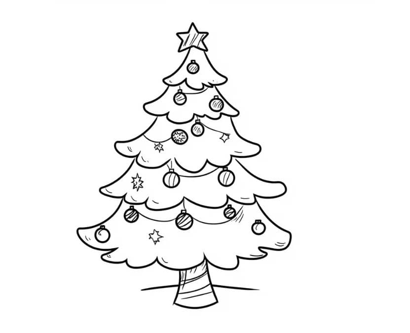 Dibujos de Dibujar Árbol De Navidad básico para colorear