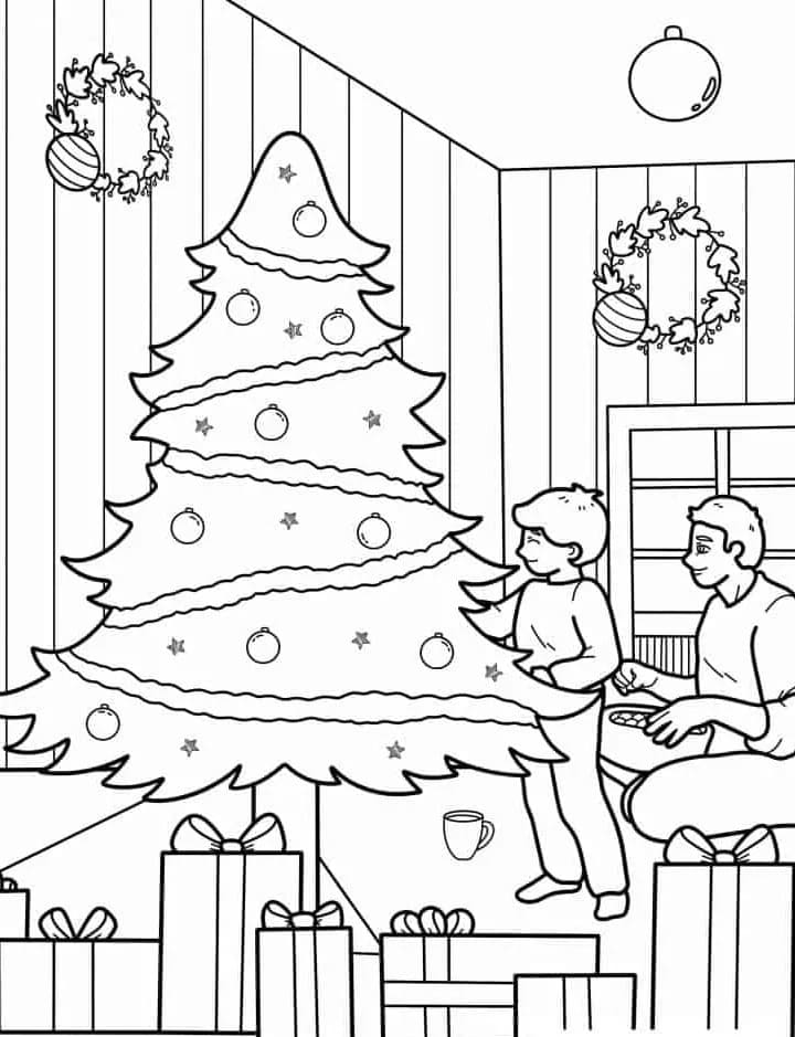 Dibujos de Dibujar Árbol De Navidad decorar para colorear