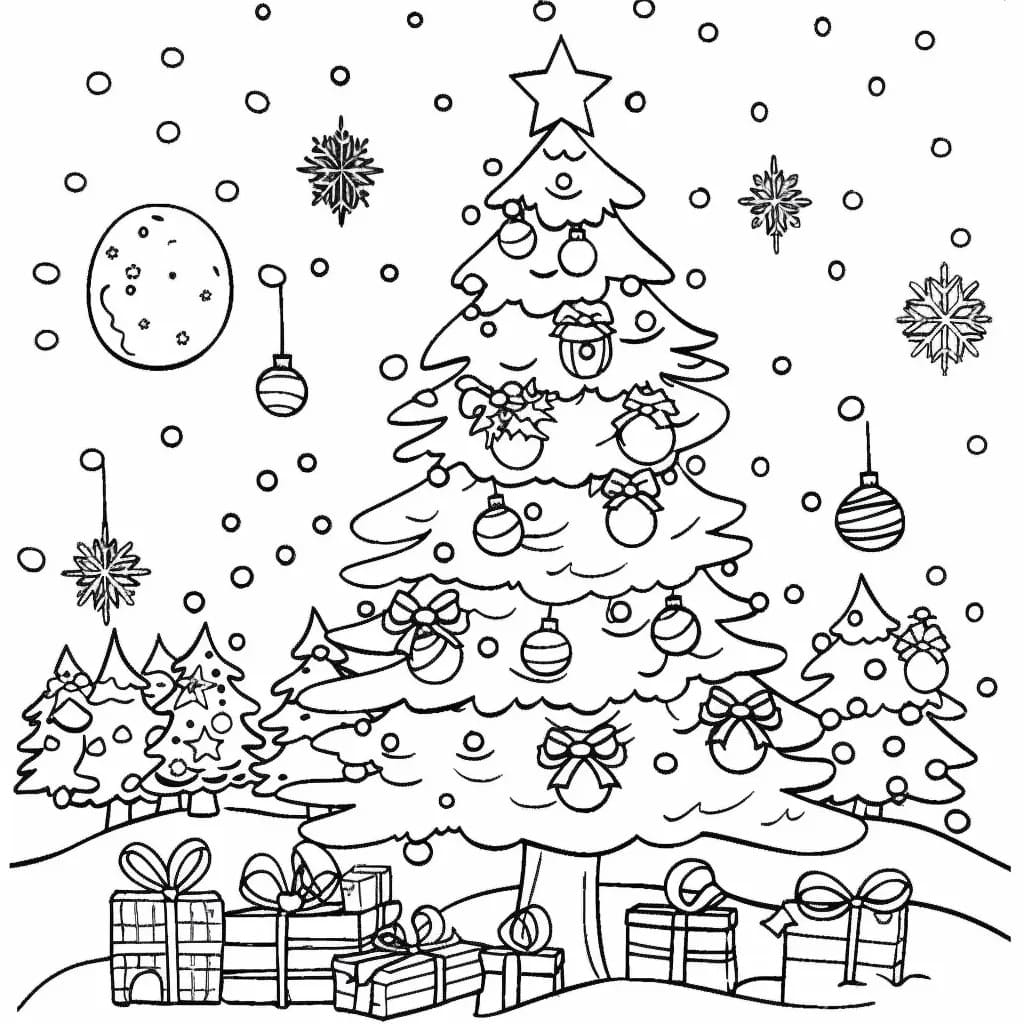 Dibujos de Dibujar Árbol De Navidad espléndido para colorear