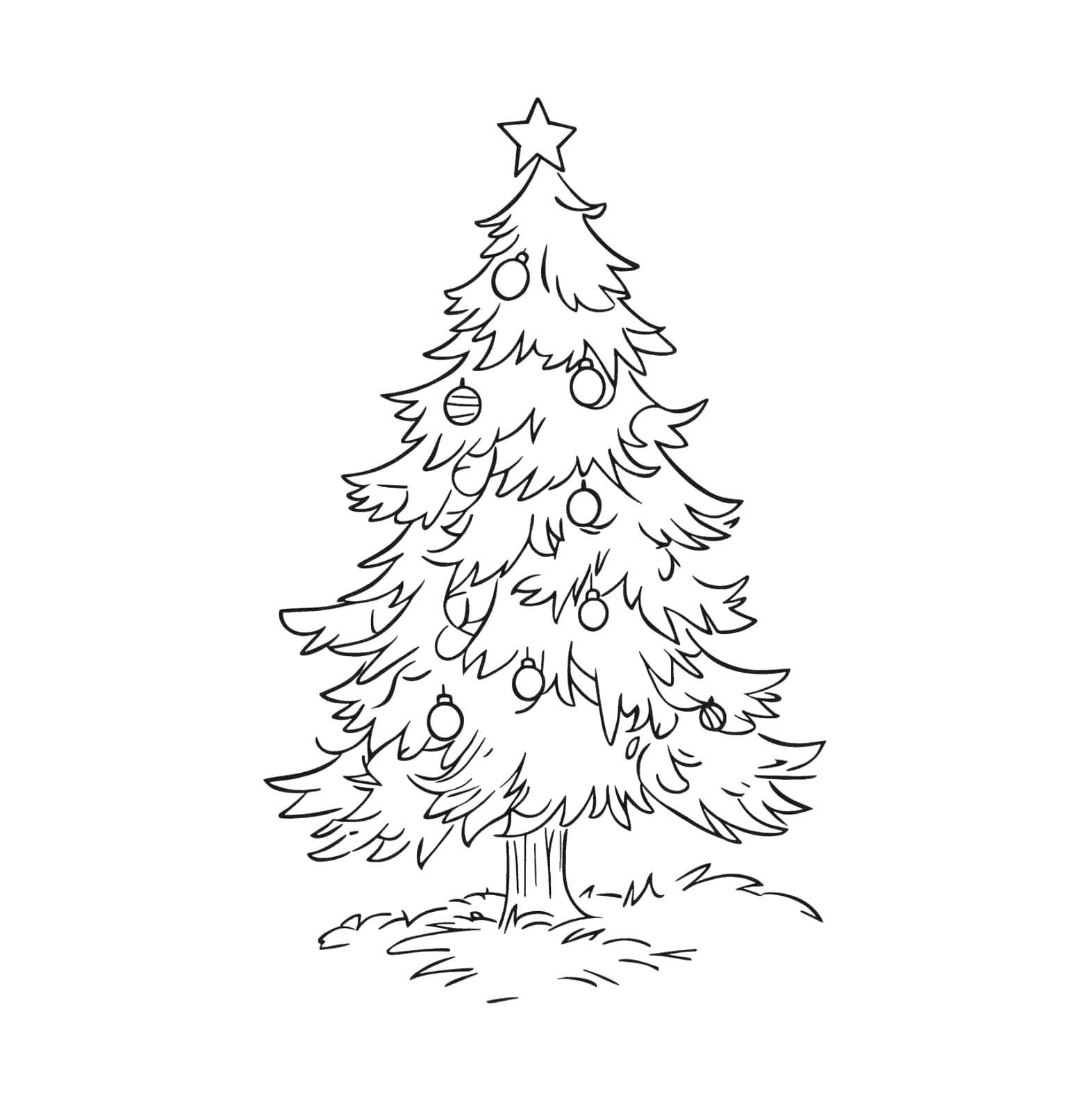 Dibujos de Dibujar Árbol De Navidad fácil para colorear