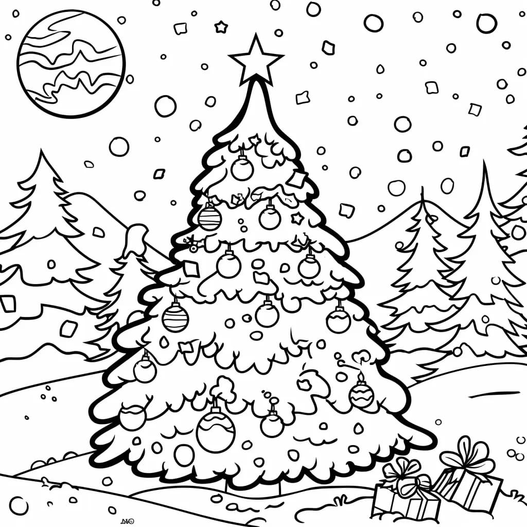 Dibujos de Dibujar Árbol De Navidad Imagen para colorear