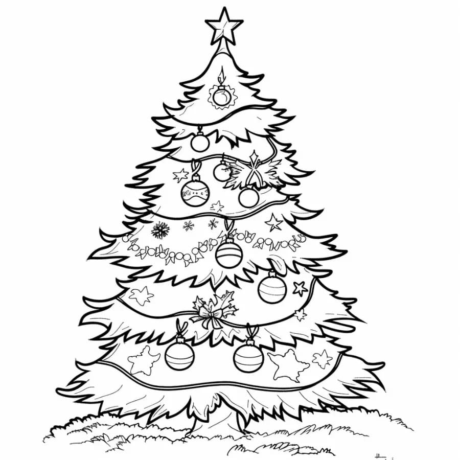 Dibujos de Dibujar Árbol De Navidad simple para colorear