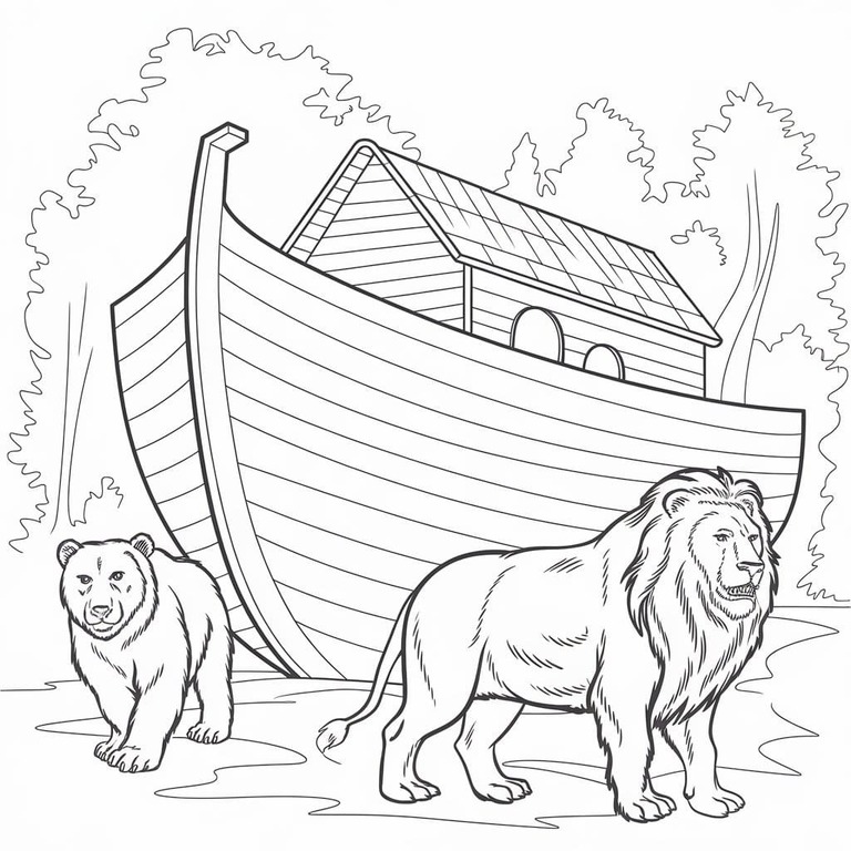 Dibujos de Dibujar Arca de Noé gratis para niños para colorear