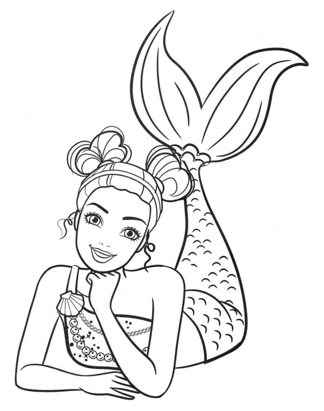 Dibujos de Dibujar Barbie Sirena 1 para colorear