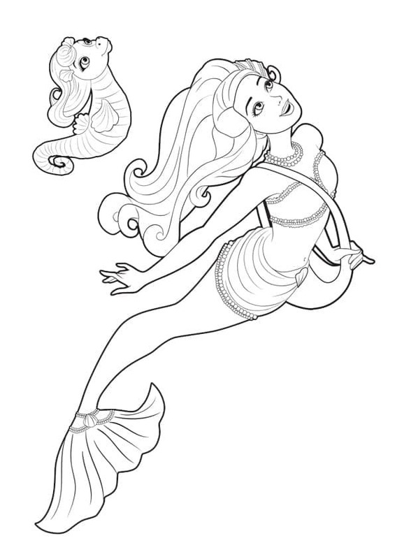 Dibujos de Dibujar Barbie Sirena 2 para colorear