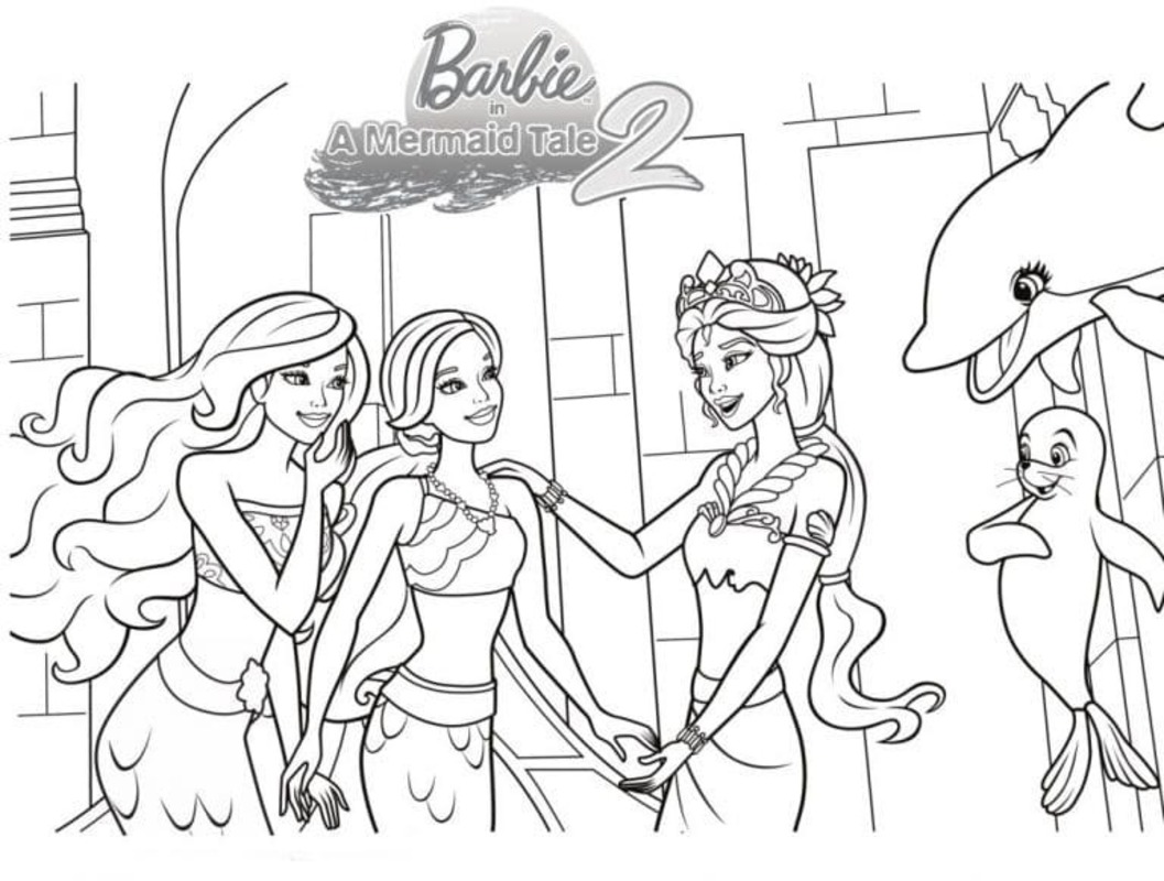 Dibujos de Dibujar Barbie Sirena básico gratuito para colorear