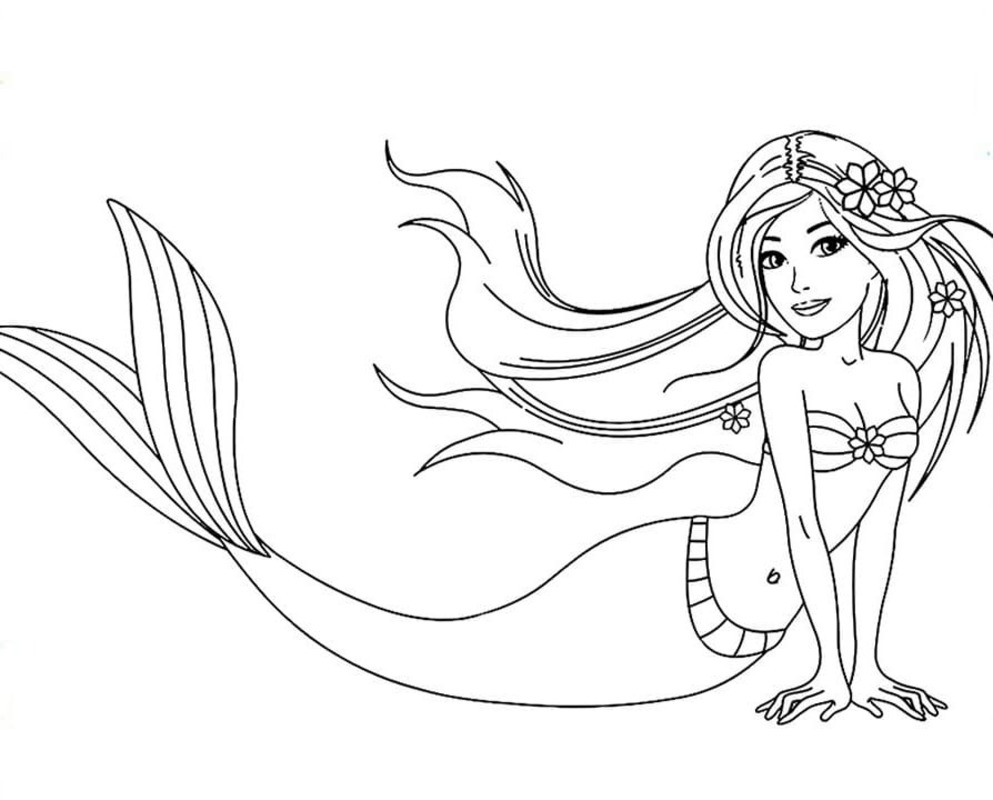 Dibujos de Dibujar Barbie Sirena básico para colorear